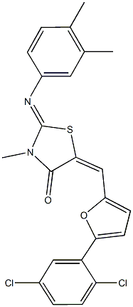 5-{[5-(2,5-dichlorophenyl)-2-furyl]methylene}-2-[(3,4-dimethylphenyl)imino]-3-methyl-1,3-thiazolidin-4-one 化学構造式