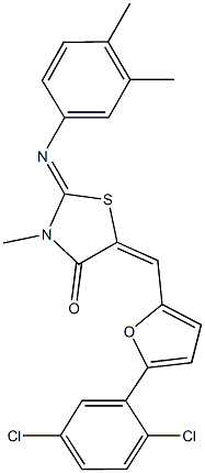 5-{[5-(2,5-dichlorophenyl)-2-furyl]methylene}-2-[(3,4-dimethylphenyl)imino]-3-methyl-1,3-thiazolidin-4-one,,结构式