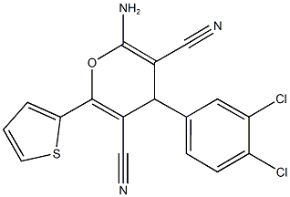 2-amino-4-(3,4-dichlorophenyl)-6-thien-2-yl-4H-pyran-3,5-dicarbonitrile Structure