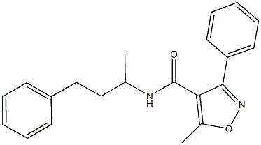 5-methyl-N-(1-methyl-3-phenylpropyl)-3-phenyl-4-isoxazolecarboxamide,,结构式