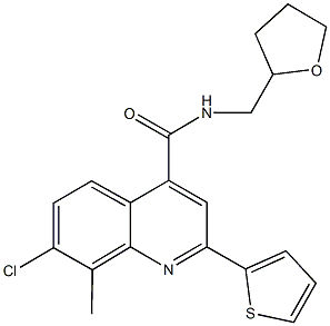 7-chloro-8-methyl-N-(tetrahydro-2-furanylmethyl)-2-(2-thienyl)-4-quinolinecarboxamide 结构式