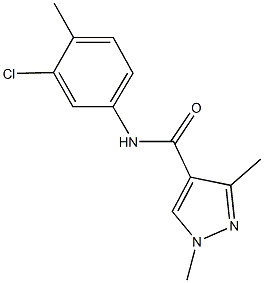 N-(3-chloro-4-methylphenyl)-1,3-dimethyl-1H-pyrazole-4-carboxamide Struktur