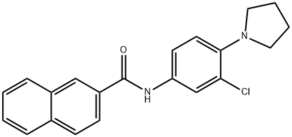 N-[3-chloro-4-(1-pyrrolidinyl)phenyl]-2-naphthamide 化学構造式