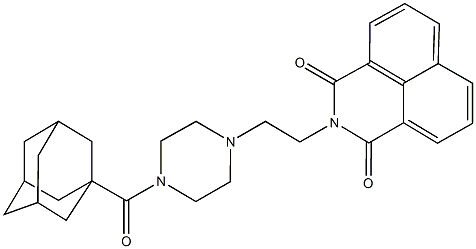 2-{2-[4-(1-adamantylcarbonyl)-1-piperazinyl]ethyl}-1H-benzo[de]isoquinoline-1,3(2H)-dione,,结构式