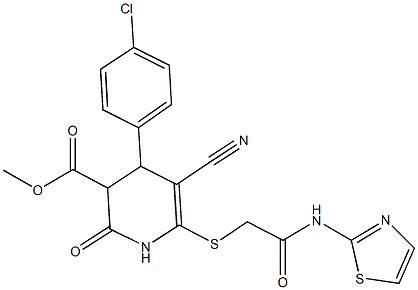 methyl 4-(4-chlorophenyl)-5-cyano-2-oxo-6-{[2-oxo-2-(1,3-thiazol-2-ylamino)ethyl]sulfanyl}-1,2,3,4-tetrahydro-3-pyridinecarboxylate Structure