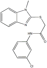 N-(3-chlorophenyl)-2-[(1-methyl-1H-benzimidazol-2-yl)thio]acetamide,,结构式