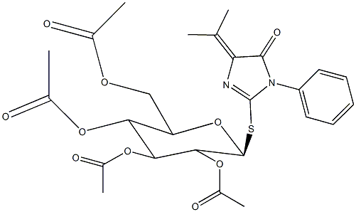 4-(1-methylethylidene)-5-oxo-1-phenyl-4,5-dihydro-1H-imidazol-2-yl 2,3,4,6-tetra-O-acetyl-1-thiohexopyranoside Structure