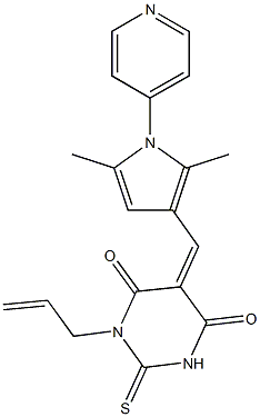 1-allyl-5-{[2,5-dimethyl-1-(4-pyridinyl)-1H-pyrrol-3-yl]methylene}-2-thioxodihydro-4,6(1H,5H)-pyrimidinedione 化学構造式