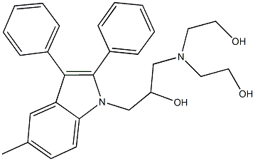 1-[bis(2-hydroxyethyl)amino]-3-(5-methyl-2,3-diphenyl-1H-indol-1-yl)-2-propanol,,结构式