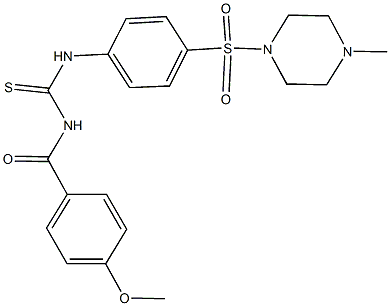 N-(4-methoxybenzoyl)-N'-{4-[(4-methyl-1-piperazinyl)sulfonyl]phenyl}thiourea,,结构式