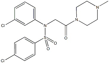 4-chloro-N-(3-chlorophenyl)-N-[2-(4-methyl-1-piperazinyl)-2-oxoethyl]benzenesulfonamide,,结构式