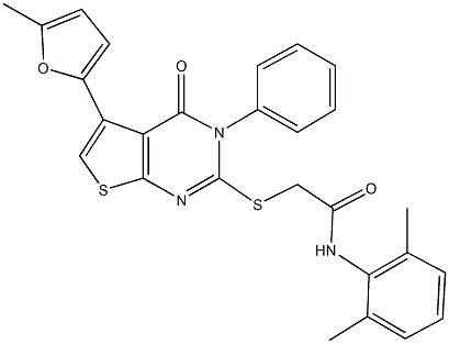 N-(2,6-dimethylphenyl)-2-{[5-(5-methyl-2-furyl)-4-oxo-3-phenyl-3,4-dihydrothieno[2,3-d]pyrimidin-2-yl]sulfanyl}acetamide Struktur
