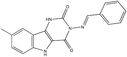 3-(benzylideneamino)-8-methyl-1H-pyrimido[5,4-b]indole-2,4(3H,5H)-dione Structure