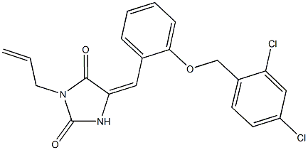 3-allyl-5-{2-[(2,4-dichlorobenzyl)oxy]benzylidene}-2,4-imidazolidinedione 化学構造式