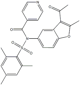 N-(3-acetyl-2-methyl-1-benzofuran-5-yl)-N-isonicotinoyl-2,4,6-trimethylbenzenesulfonamide