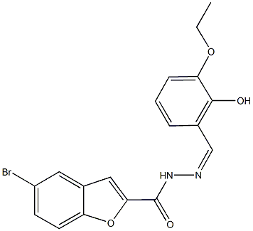 5-bromo-N'-(3-ethoxy-2-hydroxybenzylidene)-1-benzofuran-2-carbohydrazide Struktur