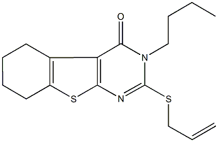 2-(allylsulfanyl)-3-butyl-5,6,7,8-tetrahydro[1]benzothieno[2,3-d]pyrimidin-4(3H)-one,,结构式