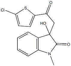 3-[2-(5-chloro-2-thienyl)-2-oxoethyl]-3-hydroxy-1-methyl-1,3-dihydro-2H-indol-2-one 结构式