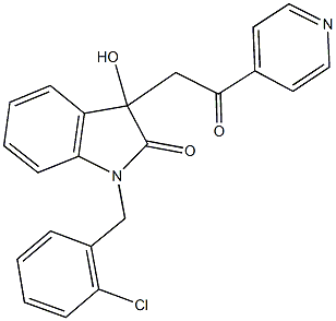1-(2-chlorobenzyl)-3-hydroxy-3-[2-oxo-2-(4-pyridinyl)ethyl]-1,3-dihydro-2H-indol-2-one,,结构式