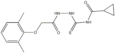 N-({2-[(2,6-dimethylphenoxy)acetyl]hydrazino}carbothioyl)cyclopropanecarboxamide 结构式