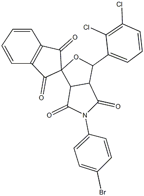 5-(4-bromophenyl)-1-(2,3-dichlorophenyl)-3a,6a-dihydrosprio[1H-furo[3,4-c]pyrrole-3,2'-(1'H)-indene]-1',3',4,6(2'H,3H,5H)-tetrone,,结构式