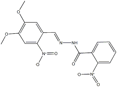 2-nitro-N'-{2-nitro-4,5-dimethoxybenzylidene}benzohydrazide 结构式