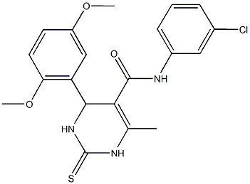 N-(3-chlorophenyl)-4-(2,5-dimethoxyphenyl)-6-methyl-2-thioxo-1,2,3,4-tetrahydro-5-pyrimidinecarboxamide,,结构式