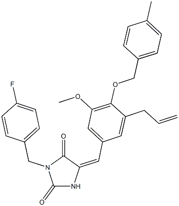 5-{3-allyl-5-methoxy-4-[(4-methylbenzyl)oxy]benzylidene}-3-(4-fluorobenzyl)imidazolidine-2,4-dione Structure