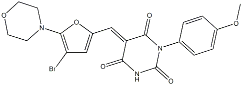 5-{[4-bromo-5-(4-morpholinyl)-2-furyl]methylene}-1-(4-methoxyphenyl)-2,4,6(1H,3H,5H)-pyrimidinetrione Structure