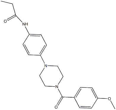 N-{4-[4-(4-methoxybenzoyl)-1-piperazinyl]phenyl}propanamide,,结构式