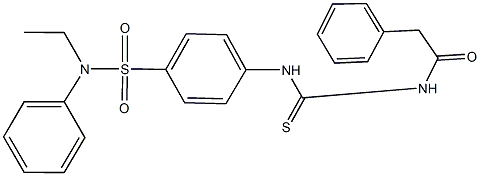 N-ethyl-N-phenyl-4-({[(phenylacetyl)amino]carbothioyl}amino)benzenesulfonamide Struktur