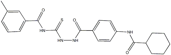 N-[(2-{4-[(cyclohexylcarbonyl)amino]benzoyl}hydrazino)carbothioyl]-3-methylbenzamide,,结构式