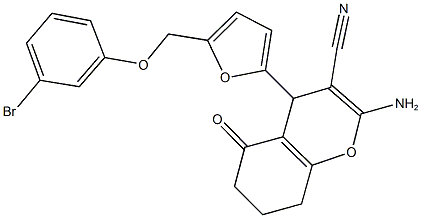 2-amino-4-{5-[(3-bromophenoxy)methyl]-2-furyl}-5-oxo-5,6,7,8-tetrahydro-4H-chromene-3-carbonitrile,,结构式