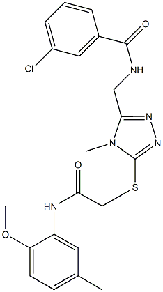 3-chloro-N-[(5-{[2-(2-methoxy-5-methylanilino)-2-oxoethyl]thio}-4-methyl-4H-1,2,4-triazol-3-yl)methyl]benzamide Struktur
