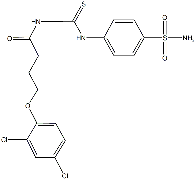 4-[({[4-(2,4-dichlorophenoxy)butanoyl]amino}carbothioyl)amino]benzenesulfonamide Struktur