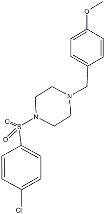 4-({4-[(4-chlorophenyl)sulfonyl]-1-piperazinyl}methyl)phenyl methyl ether,,结构式
