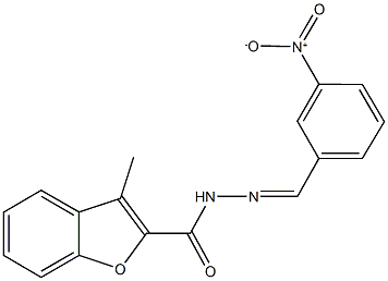 N'-{3-nitrobenzylidene}-3-methyl-1-benzofuran-2-carbohydrazide Structure