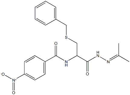 N-{1-[(benzylsulfanyl)methyl]-2-[2-(1-methylethylidene)hydrazino]-2-oxoethyl}-4-nitrobenzamide 结构式