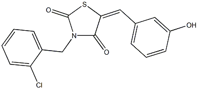 3-(2-chlorobenzyl)-5-(3-hydroxybenzylidene)-1,3-thiazolidine-2,4-dione,,结构式