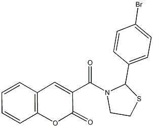 3-{[2-(4-bromophenyl)-1,3-thiazolidin-3-yl]carbonyl}-2H-chromen-2-one Struktur