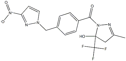 1-[4-({3-nitro-1H-pyrazol-1-yl}methyl)benzoyl]-3-methyl-5-(trifluoromethyl)-4,5-dihydro-1H-pyrazol-5-ol