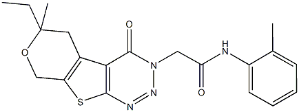 2-(6-ethyl-6-methyl-4-oxo-5,8-dihydro-4H-pyrano[4',3':4,5]thieno[2,3-d][1,2,3]triazin-3(6H)-yl)-N-(2-methylphenyl)acetamide Struktur