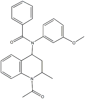 N-(1-acetyl-2-methyl-1,2,3,4-tetrahydro-4-quinolinyl)-N-(3-methoxyphenyl)benzamide Struktur