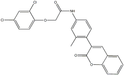 2-(2,4-dichlorophenoxy)-N-[3-methyl-4-(2-oxo-2H-chromen-3-yl)phenyl]acetamide 化学構造式