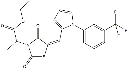 ethyl 2-[2,4-dioxo-5-({1-[3-(trifluoromethyl)phenyl]-1H-pyrrol-2-yl}methylene)-1,3-thiazolidin-3-yl]propanoate,,结构式