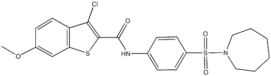 N-[4-(azepan-1-ylsulfonyl)phenyl]-3-chloro-6-methoxy-1-benzothiophene-2-carboxamide Structure