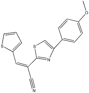 2-[4-(4-methoxyphenyl)-1,3-thiazol-2-yl]-3-(2-thienyl)acrylonitrile 化学構造式