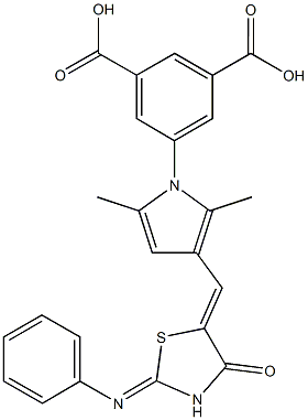 5-(2,5-dimethyl-3-{[4-oxo-2-(phenylimino)-1,3-thiazolidin-5-ylidene]methyl}-1H-pyrrol-1-yl)isophthalic acid