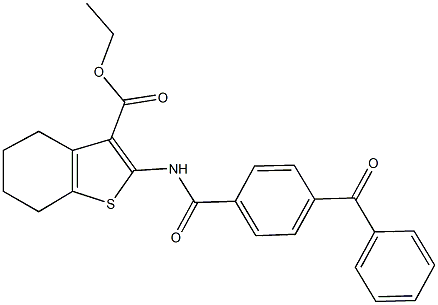 ethyl 2-[(4-benzoylbenzoyl)amino]-4,5,6,7-tetrahydro-1-benzothiophene-3-carboxylate,,结构式