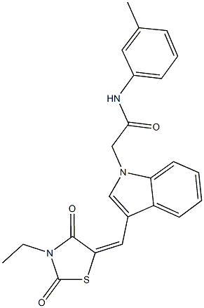 2-{3-[(3-ethyl-2,4-dioxo-1,3-thiazolidin-5-ylidene)methyl]-1H-indol-1-yl}-N-(3-methylphenyl)acetamide,,结构式